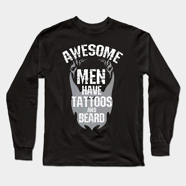Cool Men Have Tattoos And Beard Tattoo Addict Long Sleeve T-Shirt by Stick Figure103